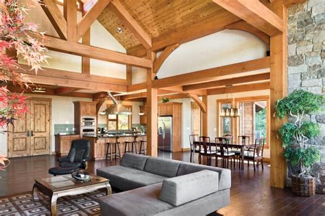 Spacious and bright, open concept ranch floor plans bring a lot to the table when it comes to modern home design. Washington Timber Frame Home | by PrecisionCraft