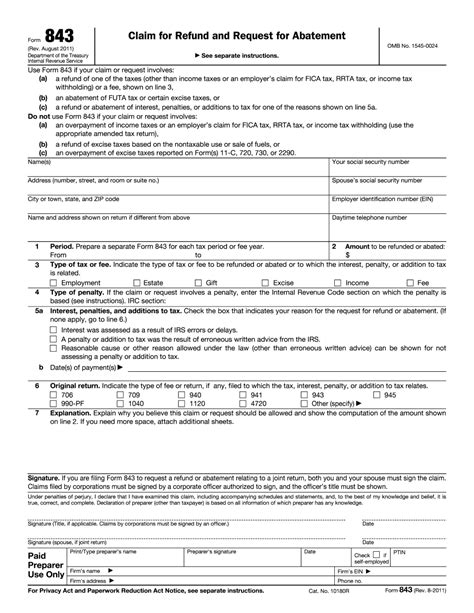 Irs Form 843 Printable Printable Forms Free Online