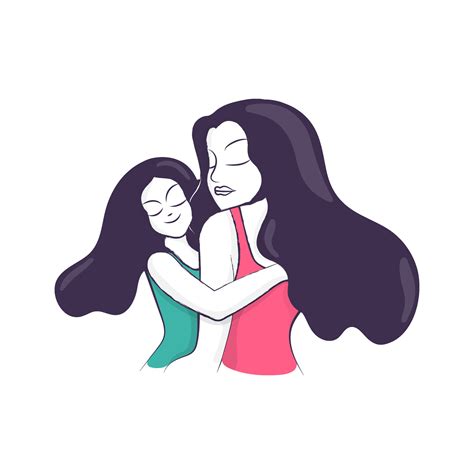 Character Of Mother Hugging Her Daughter 25057350 Vector Art At Vecteezy