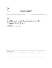 The Historical Context And Legal Basis Of The Philippine Treaty L Pdf University Of Wollongong