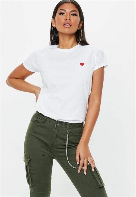 missguided white heart print graphic t shirt women tops online graphic tees women womens tops
