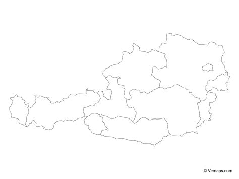 Outline Map Of Austria With States Free Vector Maps