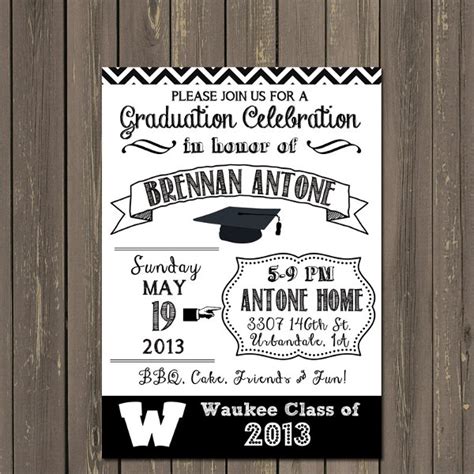 Black And White Graduation Party Invitation1