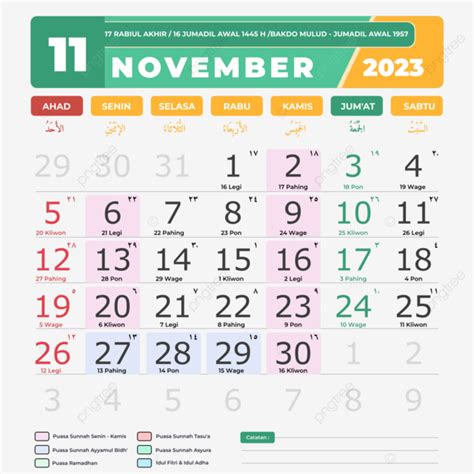 Kalender Hijriah November November Kalender Png Dan Vektor Dengan Background