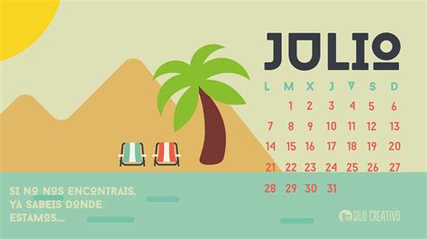 Calendario Descargable Julio • Silo Creativo
