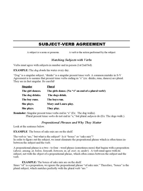 subject verb agreement practice   templates