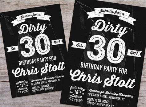 Dirty Thirty Diy 30th Birthday Party Invitation With Free