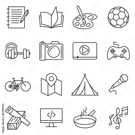 Set Of Hobby Icon Hobbies For Children Or People At Home And Outdoors