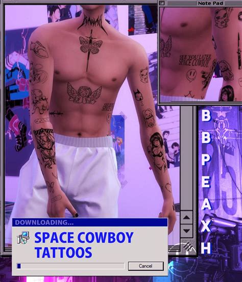 Space Cowboy Tattoos 💫 Cowboy Tattoos Sims 4 Tattoos Sims 4 Mods