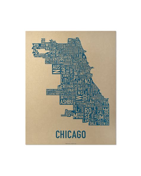 Chicago Typographic Neighborhood Map Neighborly