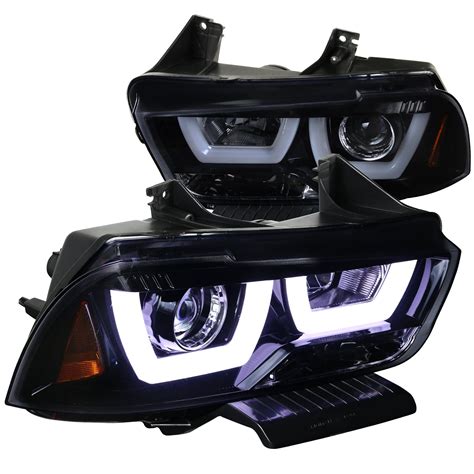 Spec D Tuning Glossy Black Led Dual Halo Projector Headlights For 2011
