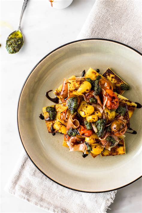 Pan Fried Polenta Salad With Pesto And Cherry Tomatoes Cravings Journal