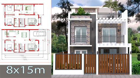 Home Design Plan 7x11m Plot 8x15 With 4 Bedrooms Samphoascom