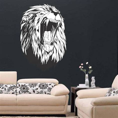 Lion Face Animal King Silhouette Vinyl Decal Wild Stickers Room Roar