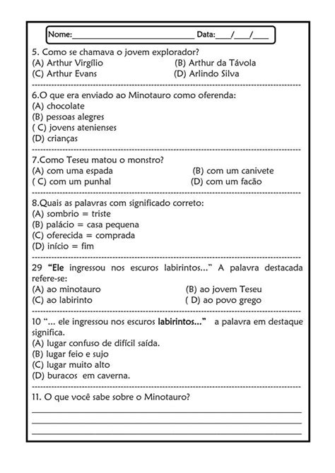 Atividades De Português 4º Ano Interpretação De Texto