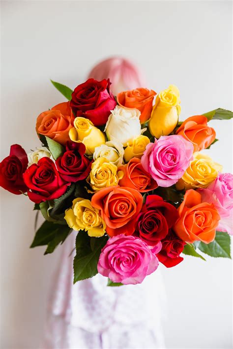 Colorful Roses Presentation Bouquet For Mothers Day In Asheville Nc