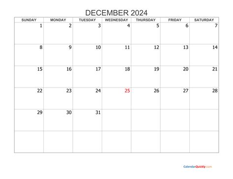 December 2024 Blank Calendar Calendar Quickly