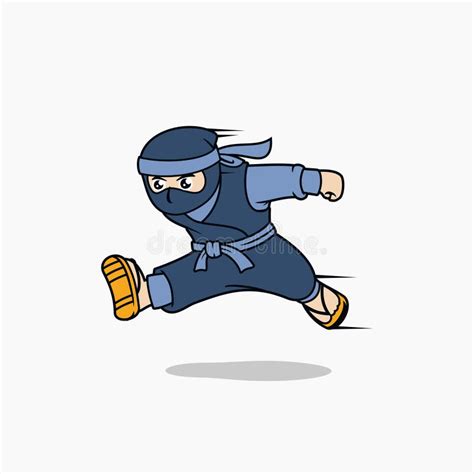 Running Ninja Cartoon Mascot Character Stock Vector Illustration Of