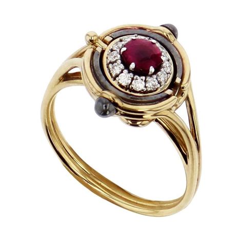 Ruby Diamonds Mira Ring In 18k Yellow Gold By Elie Top For Sale At 1stdibs