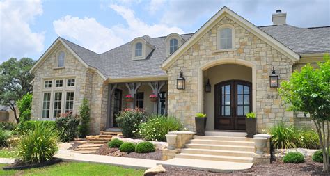 See more ideas about house design, house plans, small house plans. Entry and front porch on this Country French style family home. The exterior is Texas limestone ...