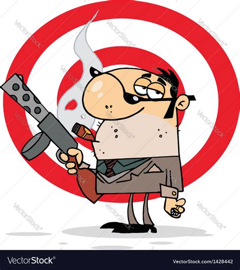 mobster holding a submachine gun royalty free vector image