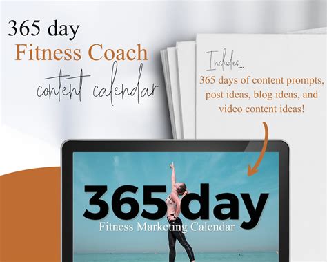 365 Day Fitness Coach Content Calendar Social Media Content Etsy