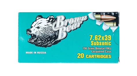 K Var Ammunition Brown Bear 762x39 Subsonic Ammunition 20 Rd Box