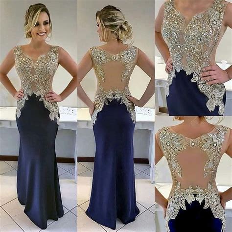 Aso Ebi 2019 Arabic Navy Blue Sexy Evening Dresses Lace Beaded Crystals