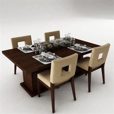 Dining Table Set 23 3d Model Max Obj 3ds Fbx Mtl