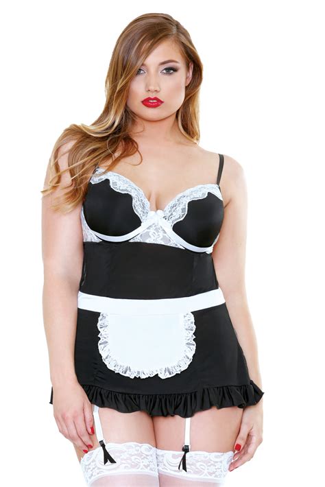 Fantasy Lingerie Curve Night Service French Maid Costume Queen Size