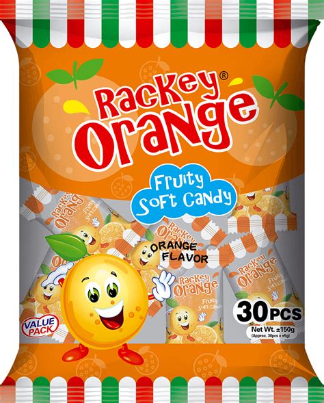 Rackey Orange Fruity Soft Candy Seanluc Inc