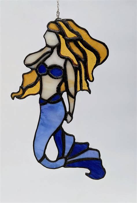 Stained Glass Mermaid Suncatcher Etsy