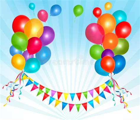 Fundo Do Feliz Aniversario Com Balões Coloridos Ilustração Stock