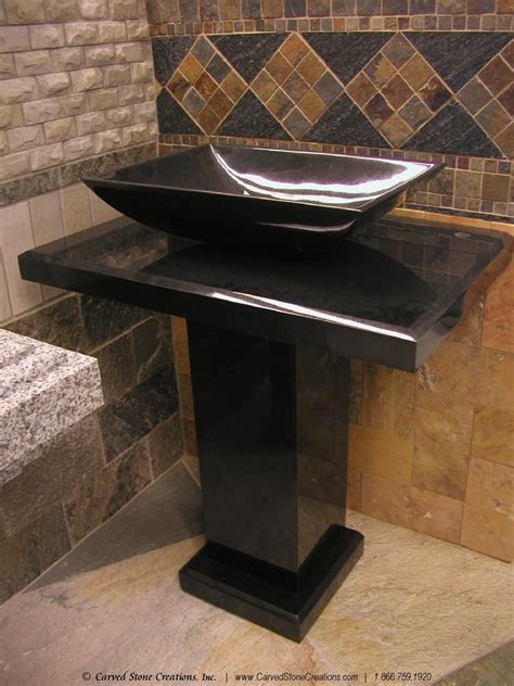 Black Marble Pedestal Sink Home Harmony