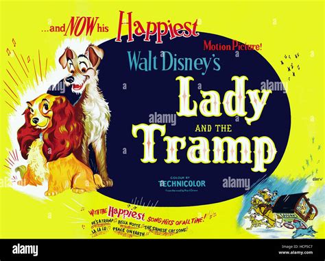 Lady And The Tramp From Left Lady Tramp On Uk Poster Art 1955 Stock