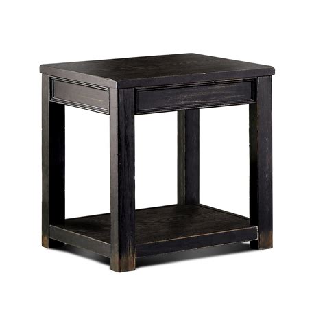 Jemina Antique Black Finish End Table Rustic End Tables Furniture Of
