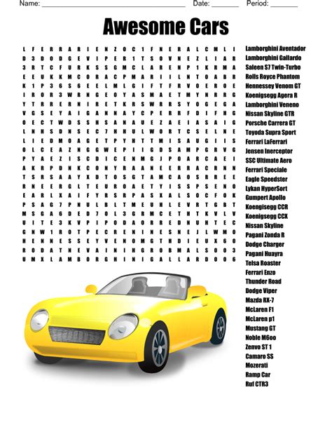 Supercars Word Search Wordmint