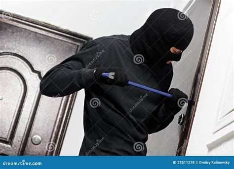 Thief Burglar At House Breaking Stock Photo Image Of Danger Robber