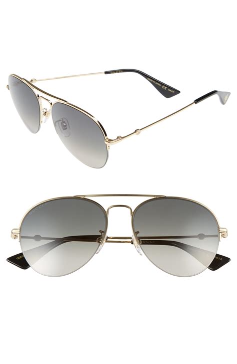 gucci 56mm aviator sunglasses in gold brown metallic lyst
