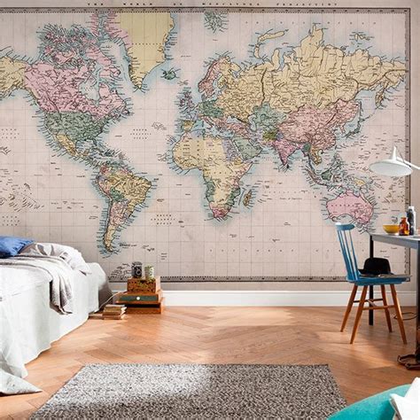 Wall Mural Rustic World Map