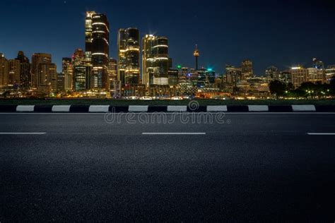 Highway Roadside With Urban City Skyscraper In Sydney Stock Image