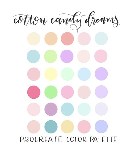cotton candy dreams procreate color palette digital download color palette pastel colour