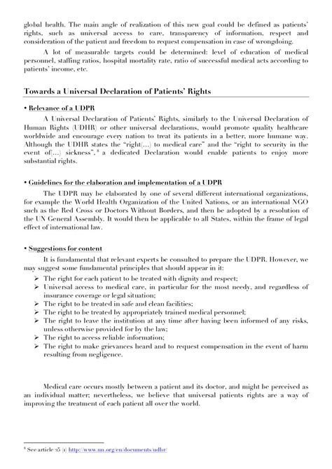 Universal Declaration Of Patients Rights Fichier Pdf