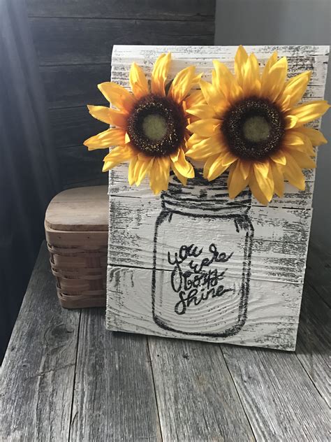Sunflower mason jar pallet signs | Sunflower crafts, Sunflower mason jar, Sunflower home decor