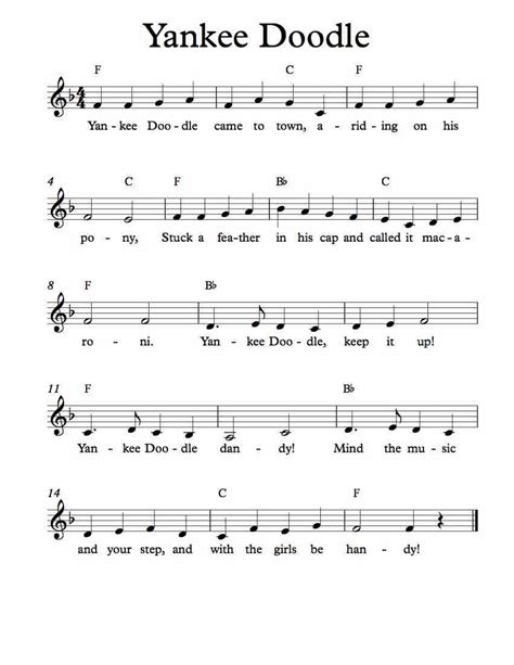 Free Sheet Music For Yankee Doodle Childrens Song Enjoy Trumpet