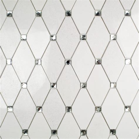 Reflection Diamond White Thassos And Mirrored Glass Marble Tile Marble