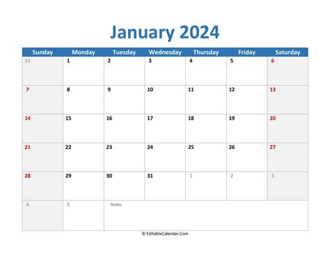 January 2024 Blank Calendar Template Download Printfree Calendar 2024