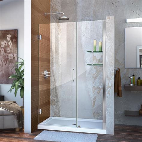 dreamline unidoor 44 to 45 in x 72 in frameless hinged shower door in chrome shdr 20447210s 01