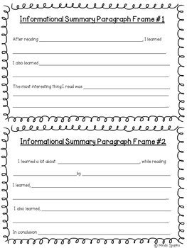 Paragraph Writing Frames (Summarizing Edition) by Mind Sparks | TpT