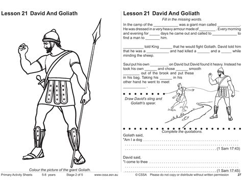 David And Goliath Cssa Primary Stage 2 Lesson 21 Magnify Him Together